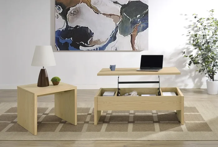 Canoga Light Oak 2-Piece Lift Top Cocktail Coffee Table Set