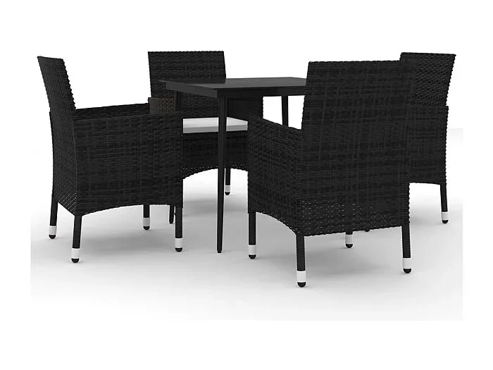 Carlinville Set comedor de jardín 5 pzas y cojines ratán sintético y vidrio