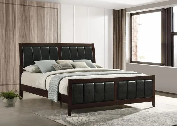 Carlton Cappuccino/Black Eastern King Upholstered Bed