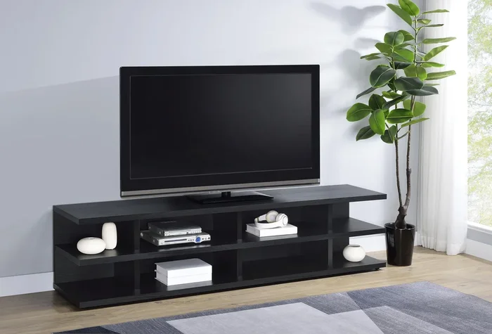 Cartmill Black 2-Tier TV Stand Media Console