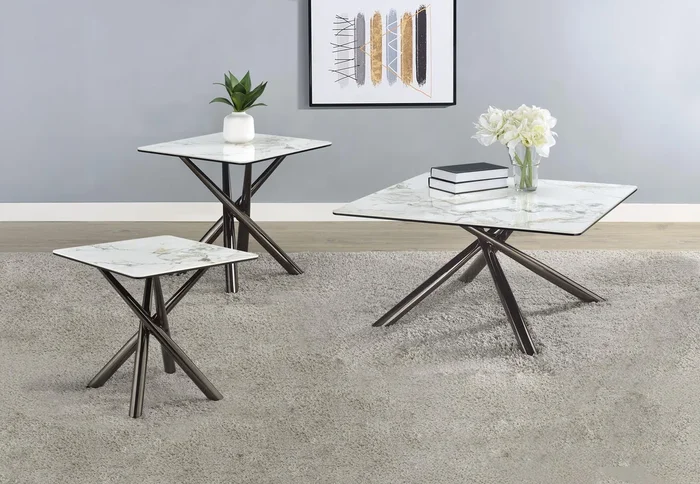 Carvell Mirage White 3-Piece Square Coffee and End Table Set