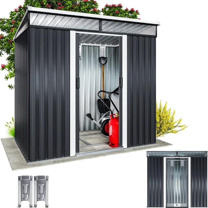Caseta metálica de jardín antracita 200x125x180cm