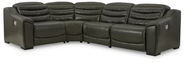 Center Line Dark Gray 4-Piece Power Reclining Sectional with Adjustable Headrest