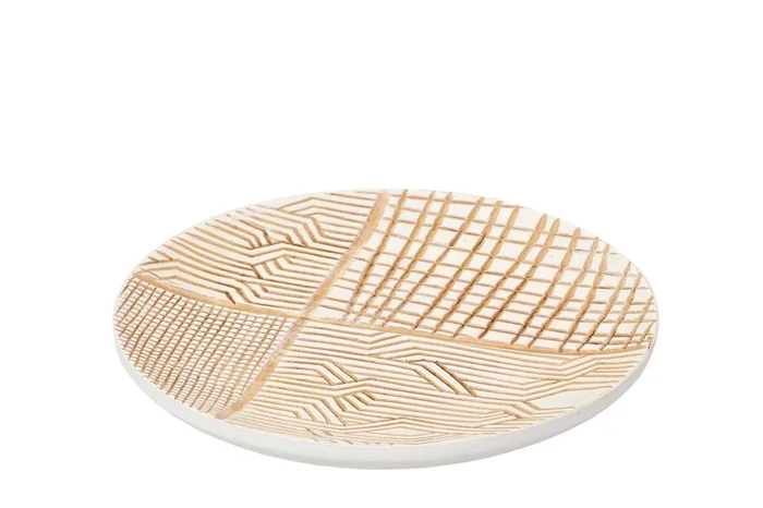 Centro Resina Blanco Marron 19x19x3 Cm