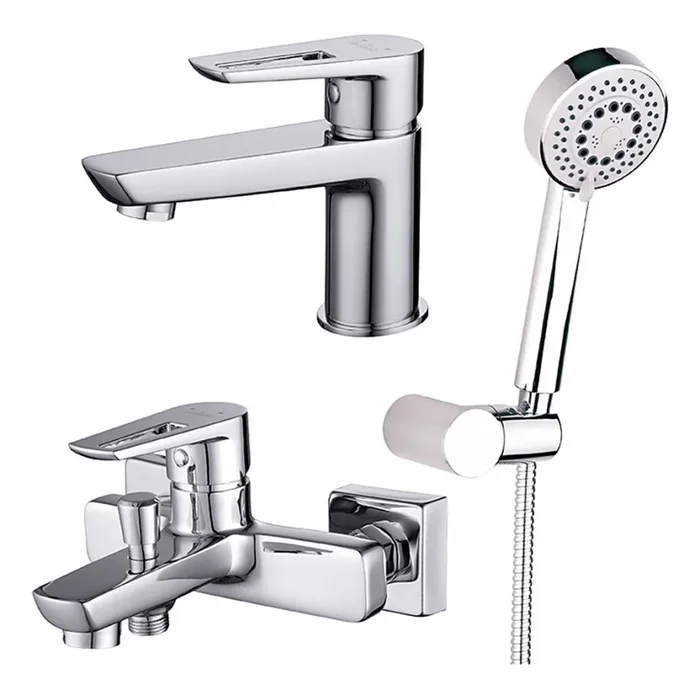 Cersanit S952-003 – Juego de bañera con grifo + grifo para lavabo MILLE cromo brillante