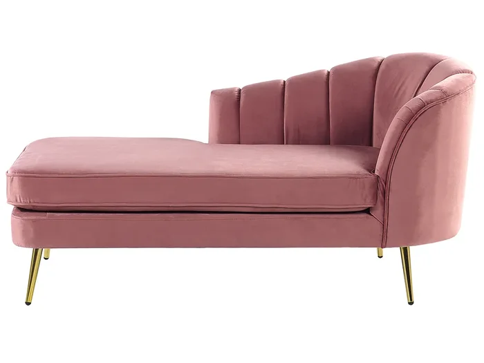Chaise longue derecho ALLIER Terciopelo Rosa