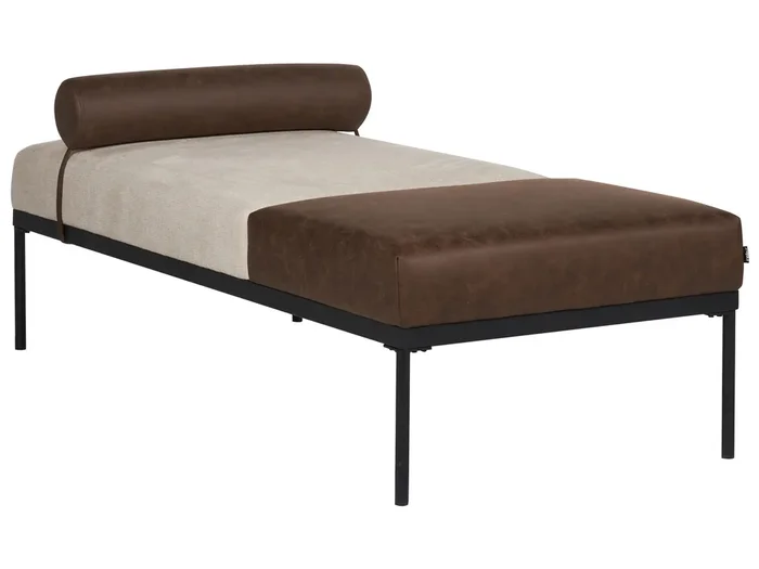 Chaise longue MALMOS Lino sintético Piel sintética Marrón oscuro
