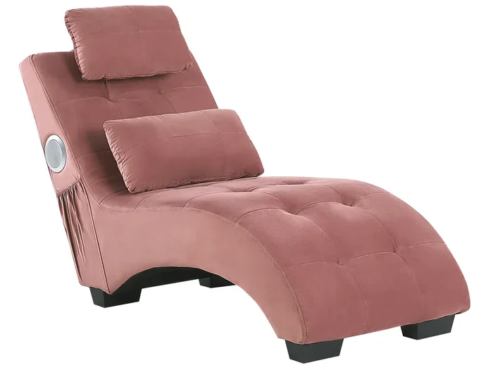 Chaise longue SIMORRE Terciopelo Rosa pastel con altavoz Bluetooth integrado