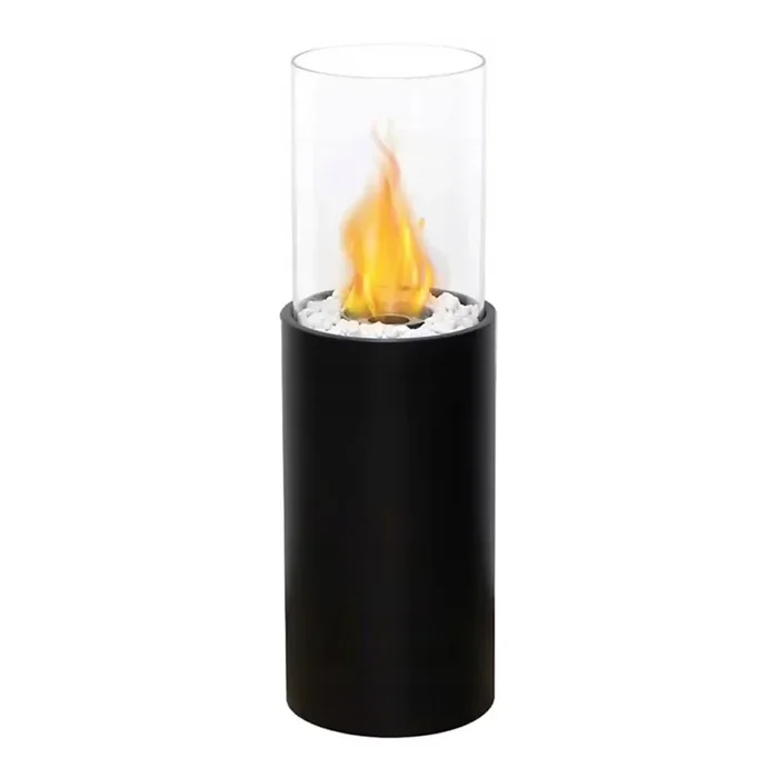 Chimenea de bioetanol ROMA 26,5×80,5 cm 2kW negra + cubierta protectora