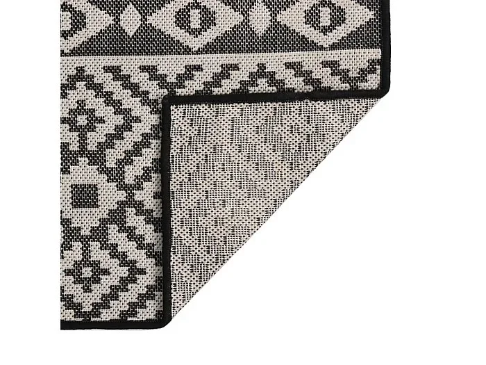 Christiaan Alfombra de exterior de tejido plano rayas negras 100×200 cm