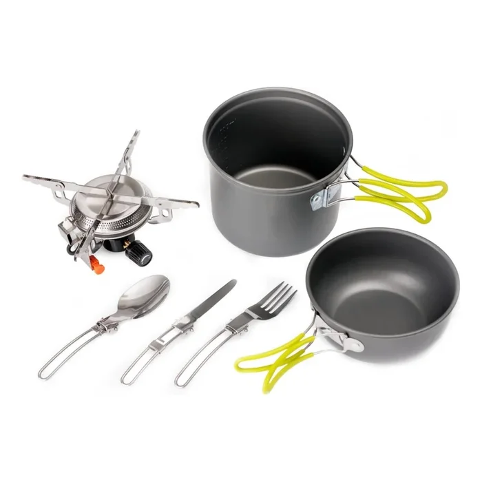 Cocina de gas para camping con accesorios