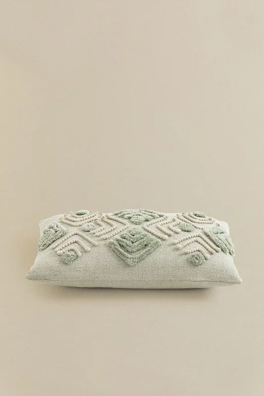 Cojín con Bordados en Algodón (30×45 cm) Efra Mousse Celadón – SKLUM
