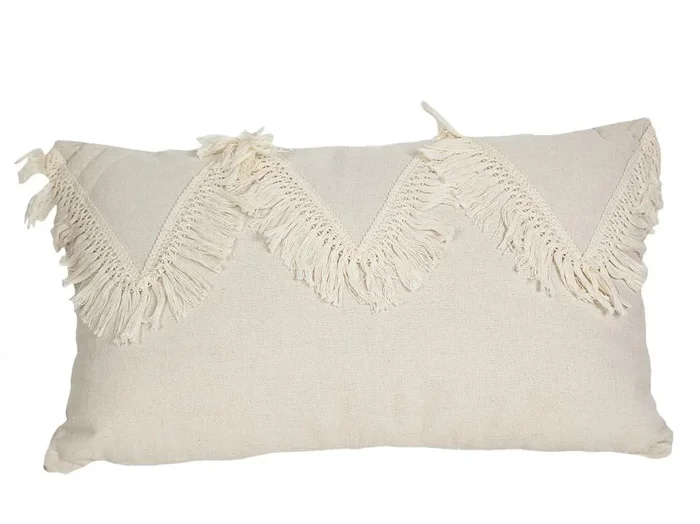 Cojin Crema C/flecos Polyester