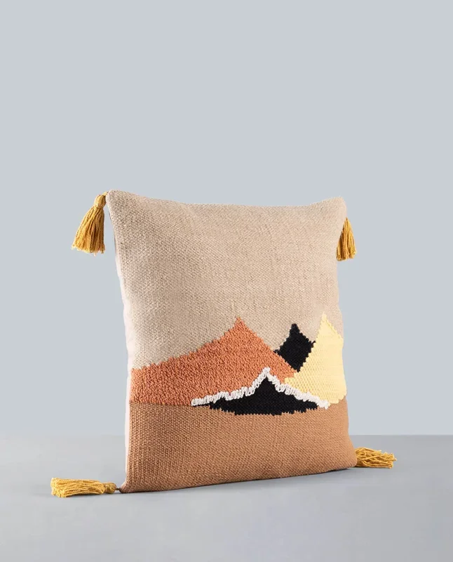 Cojín Cuadrado de Lana y Algodón (50×50 cm) Tanya Beige medio – The Masie