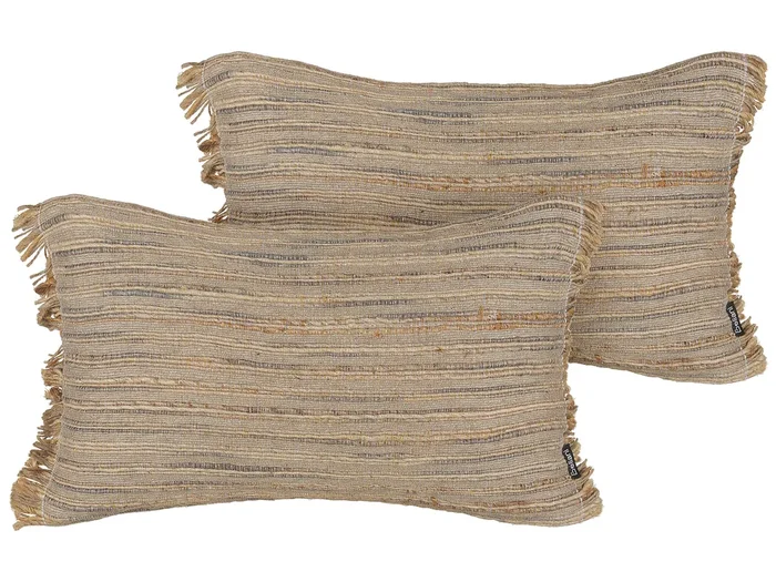 Cojín decorativo LEDUM Yute 30 x 50 cm Beige A rayas