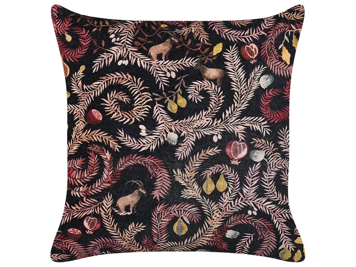 Cojín decorativo RICINUS Terciopelo 45 x 45 cm Negro Patrón oriental