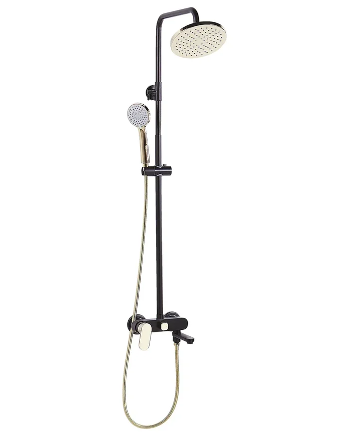 Columna de ducha con efecto lluvia GURARA Negro/Dorado