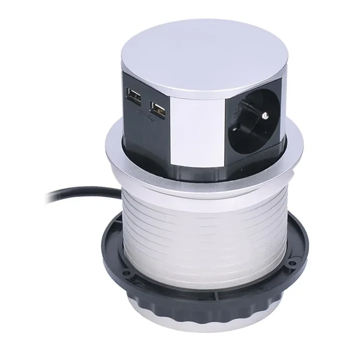 Columna tomacorrientes para mesa 2x230V + 2xUSB