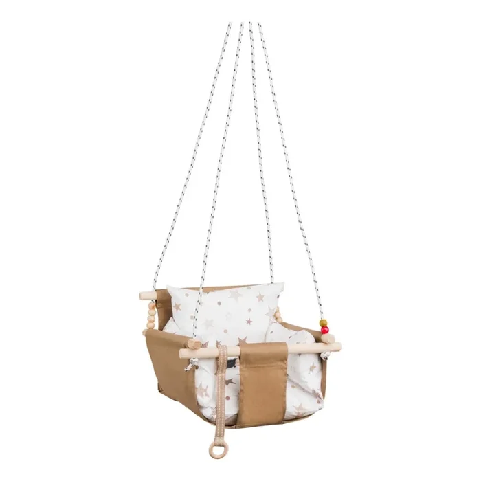 Columpio textil para niños SELALE blanco/marrón