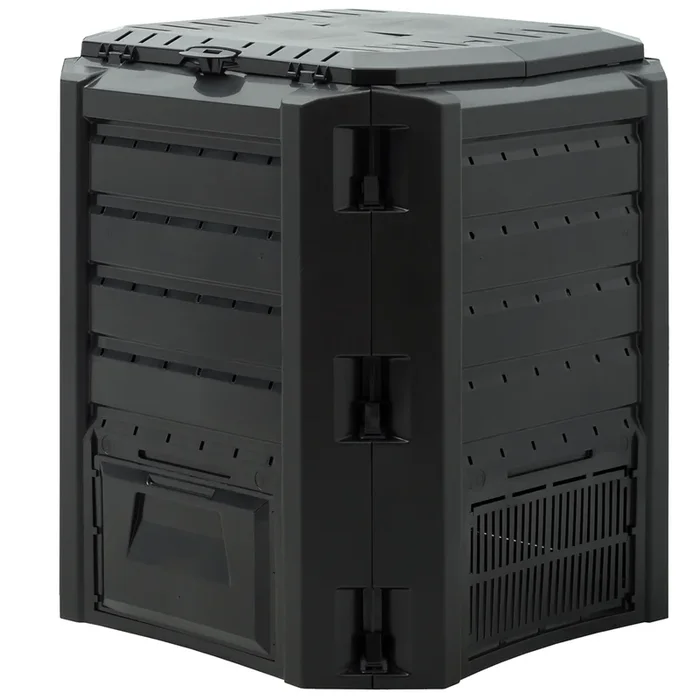 Compostador orgánico para abono 380L Negro 72x72x83 cm