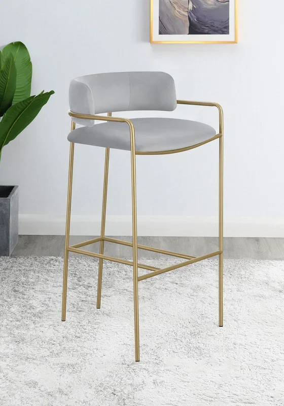 Comstock Gray/Gold Upholstered Low Back Stool