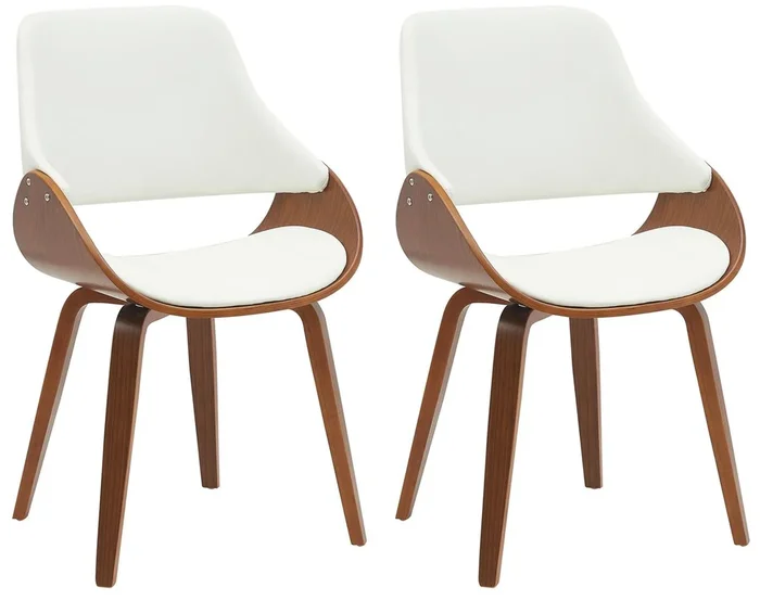 Conjunto 2 Sillas de Comedor Vangale Simil cuero Nogal/blanco 54X52X86 cm