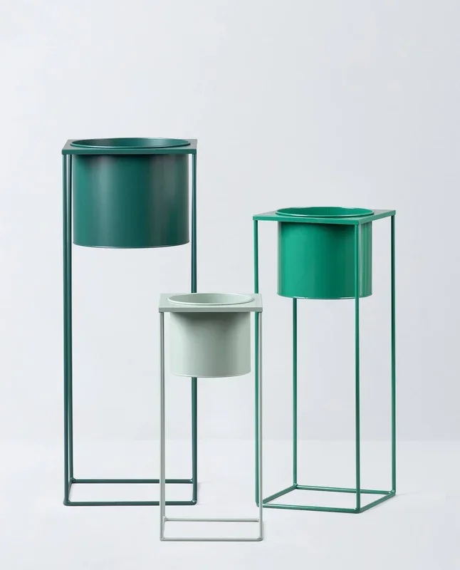 Conjunto 3 Maceteros Redondos de Metal Cosme Verde Grove – The Masie