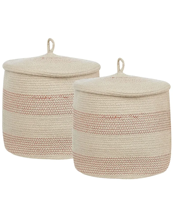 Conjunto de 2 cestas SILOPI Algodón Beige claro