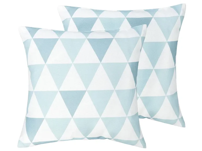 Conjunto de 2 cojines de exterior TRIFOS Patrón geométrico 40 x 40 cm Azul