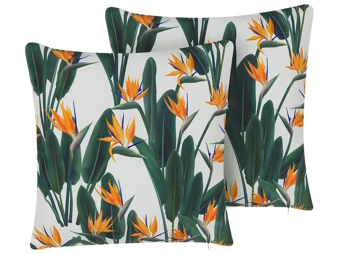 Conjunto de 2 cojines de exterior TSOTYLI Patrón floral 45 x 45 cm Verde