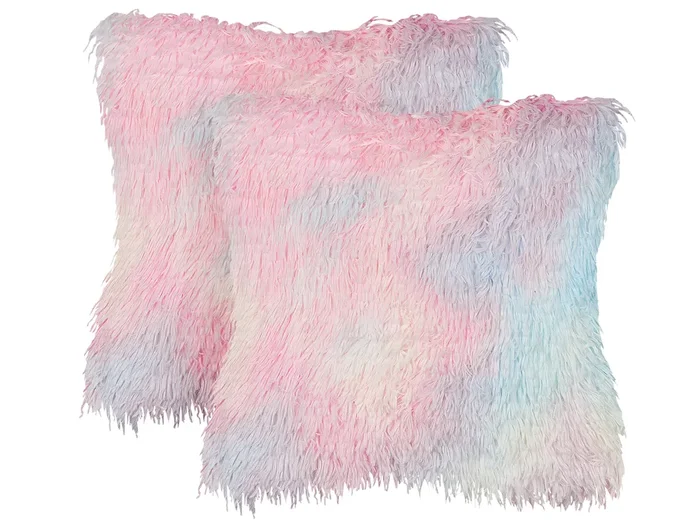 Conjunto de 2 cojines decorativos AMARYLLIS Pelo sintético 45 x 45 cm Multicolor