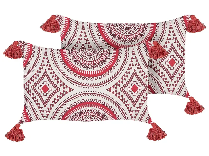 Conjunto de 2 cojines decorativos ANTHEMIS Algodón 30 x 50 cm Rojo Patrón oriental