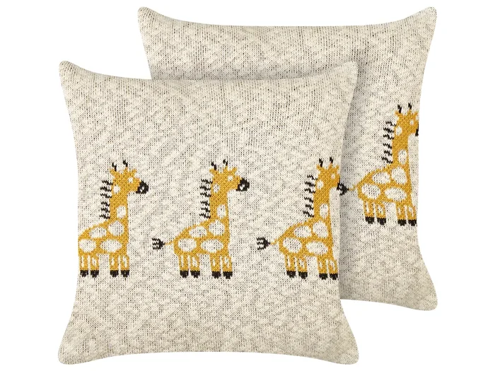 Conjunto de 2 cojines decorativos CHILARI Algodón 45 x 45 cm Beige