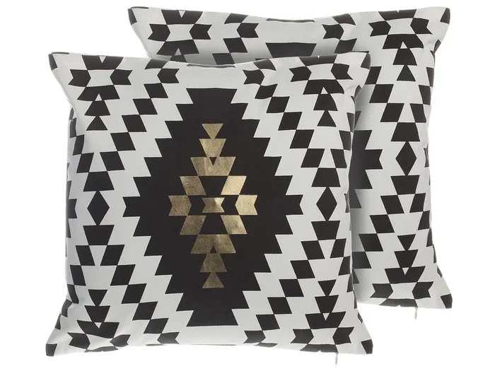 Conjunto de 2 cojines decorativos COLEUS Algodón 45 x 45 cm Negro Patrón geométrico