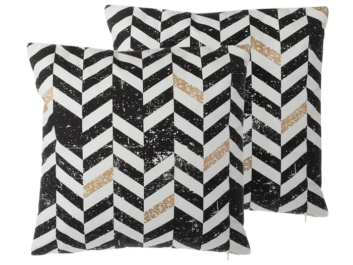 Conjunto de 2 cojines decorativos HELCONIA Algodón 45 x 45 cm Multicolor Patrón geométrico