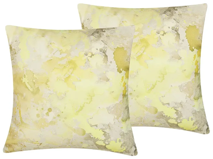Conjunto de 2 cojines decorativos PACHIRA Algodón 45 x 45 cm Amarillo Patrón abstracto