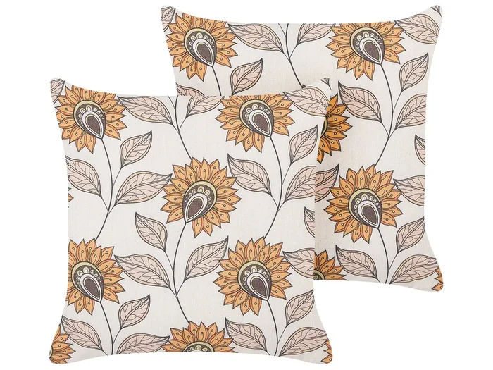 Conjunto de 2 cojines decorativos TUBEROSE 45 x 45 cm Multicolor Patrón floral