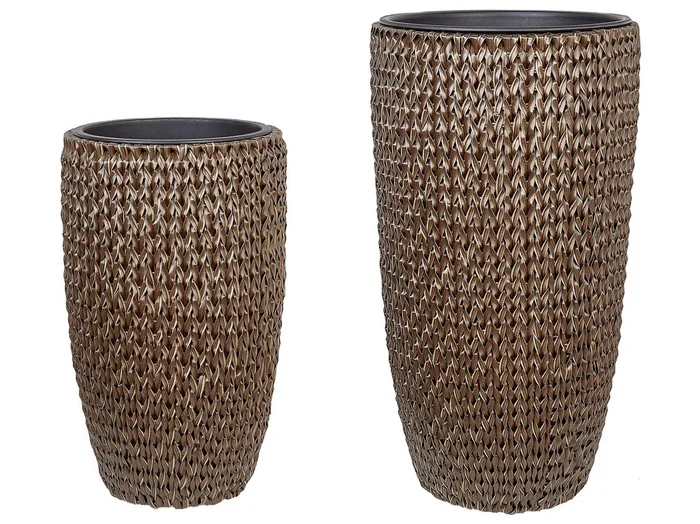 Conjunto de 2 macetas CEDRUS 37/45 cm Marrón
