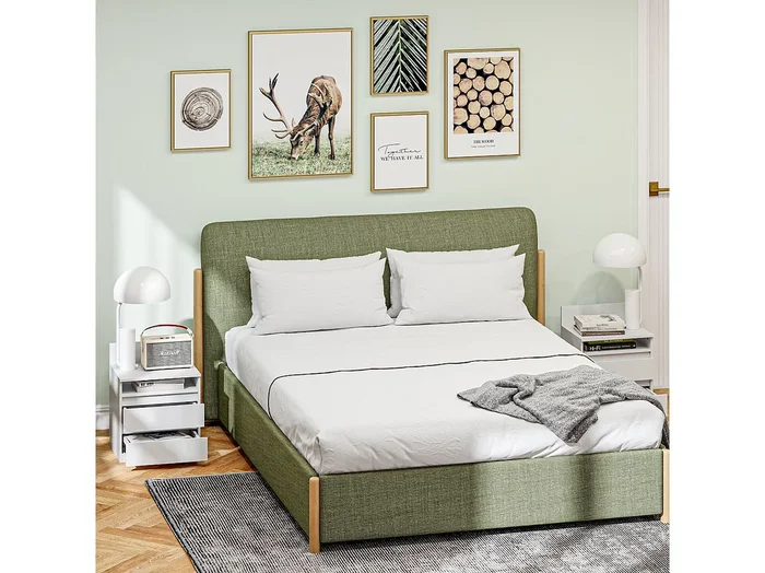 Conjunto de 2 mesitas de noche – Mesita de noche con 2 cajones y estante – blanco – para dormitorio y salón