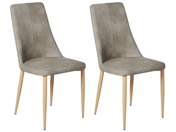 Conjunto de 2 sillas de comedor CLAYTON Piel sintética Gris claro