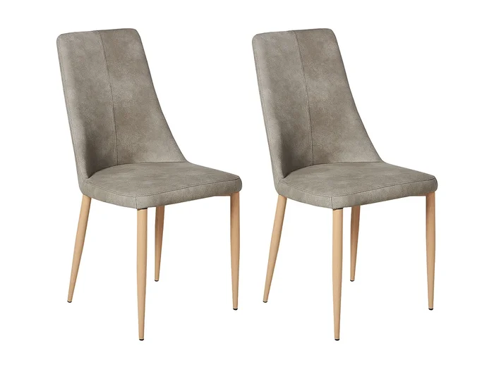 Conjunto de 2 sillas de comedor CLAYTON Piel sintética Gris claro