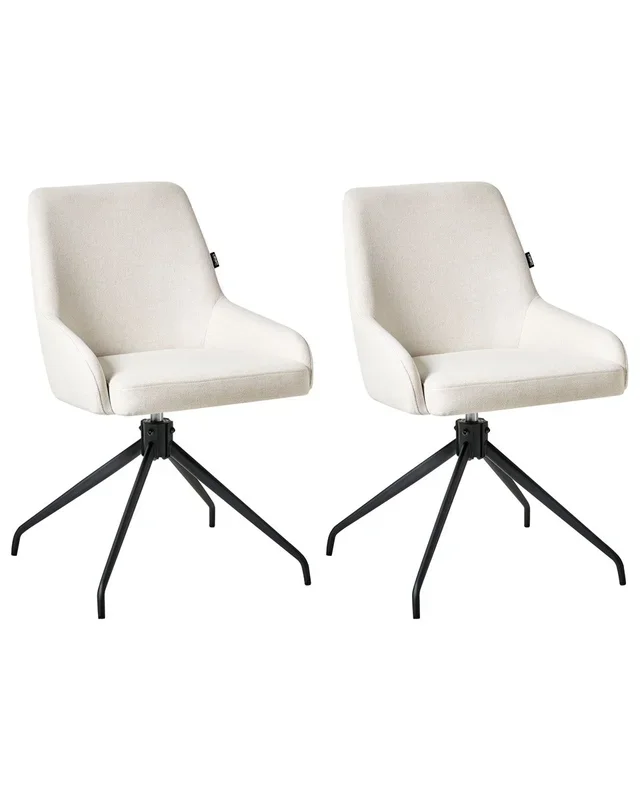Conjunto de 2 sillas de comedor giratoria JENNER Tela Blanco crema