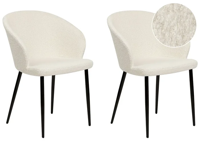 Conjunto de 2 sillas de comedor MASON Bouclé Blanco crema