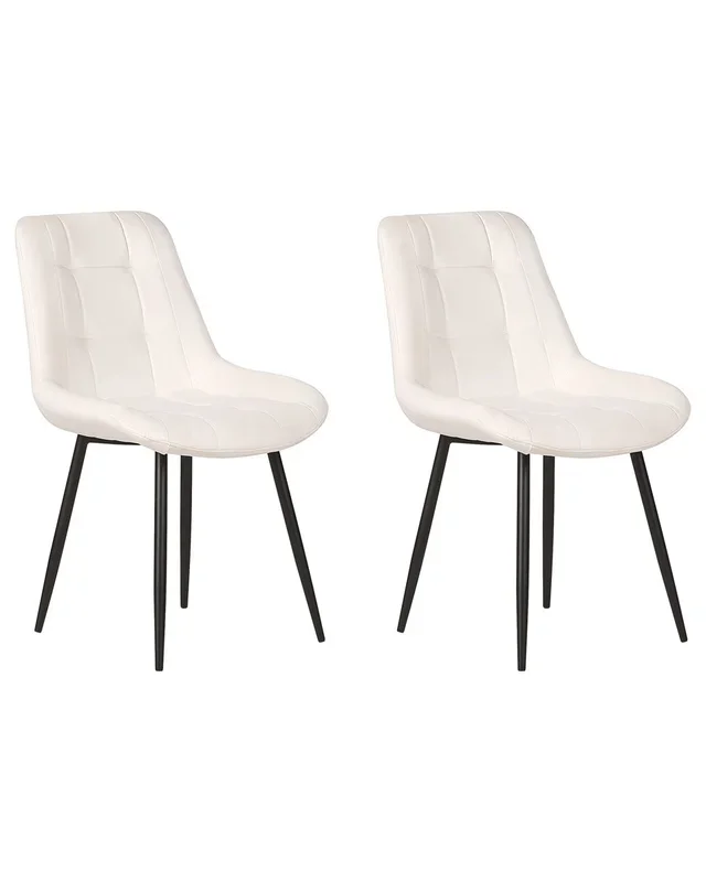 Conjunto de 2 sillas de comedor MELROSE Terciopelo Blanco crema