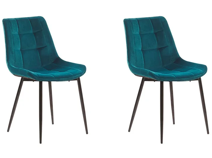 Conjunto de 2 sillas de comedor MELROSE Terciopelo Turquesa