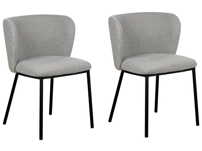 Conjunto de 2 sillas de comedor MINA Bouclé Gris