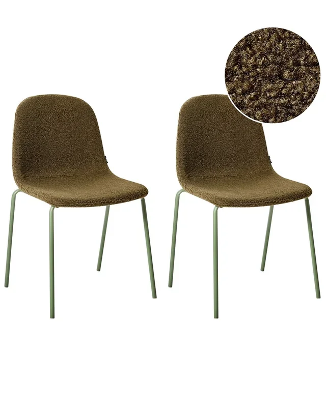 Conjunto de 2 sillas de conferencia LOMA Bouclé Verde