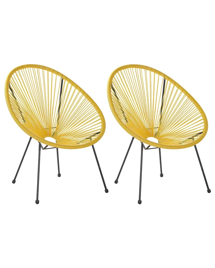 Conjunto de 2 sillas de jardín ACAPULCO II Amarillo