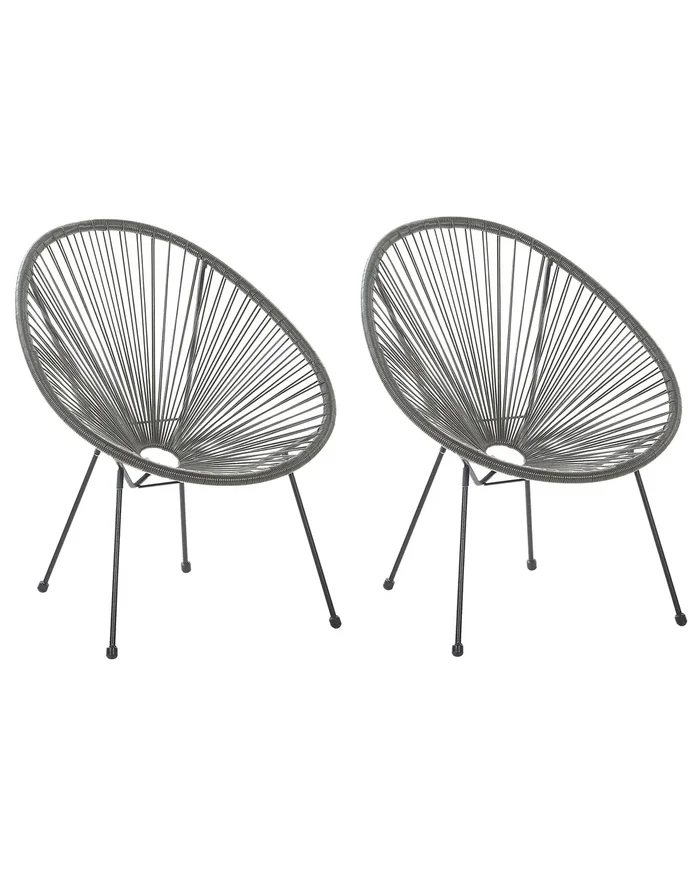 Conjunto de 2 sillas de jardín ACAPULCO II Gris oscuro