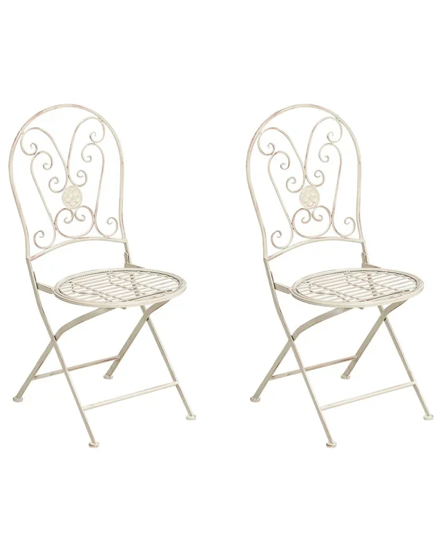 Conjunto de 2 sillas de jardín COGGIA plegable Metal Beige claro